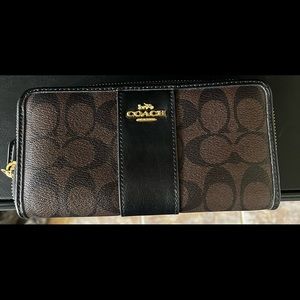 Dark brown Coach long wallet gently used